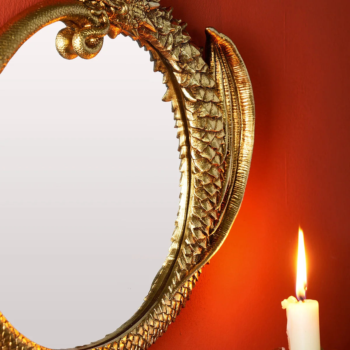 miroir ovale baroque dragon doré moderne décoration intérieure hauteur largeur