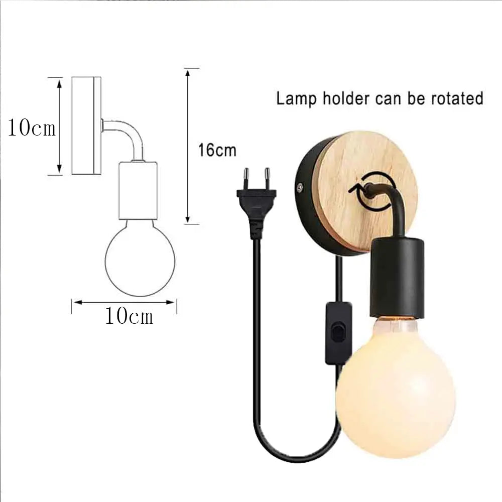Lampe de chevet vintage en bois poli et métal pour salon