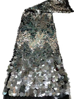 ruban sequins bleu vert argent rose marron motif montagne élégant festif tissu dentelle paillettes