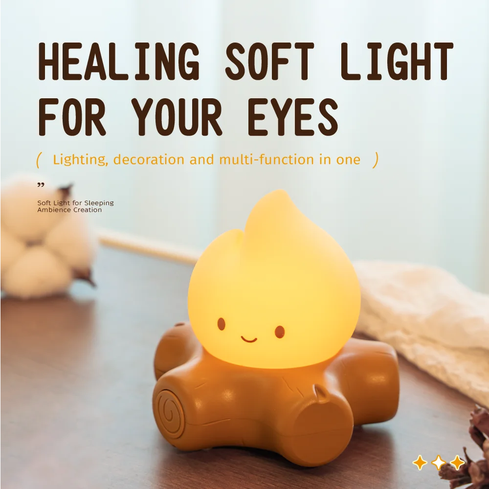 lampe nuit veilleuse animaux compagnie forme ronde sourire orange mignon moderne contrôle luminosité