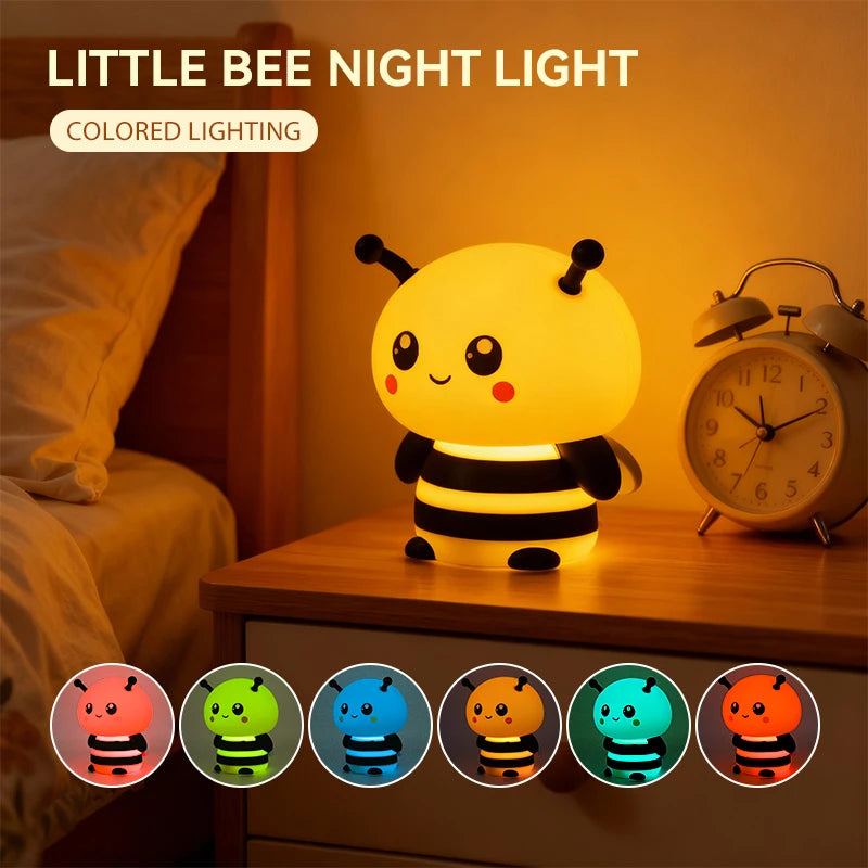 lampe nuit jaune rayures noires sourire cartoon mignonne yeux roses chambre décoration nocturne lumière