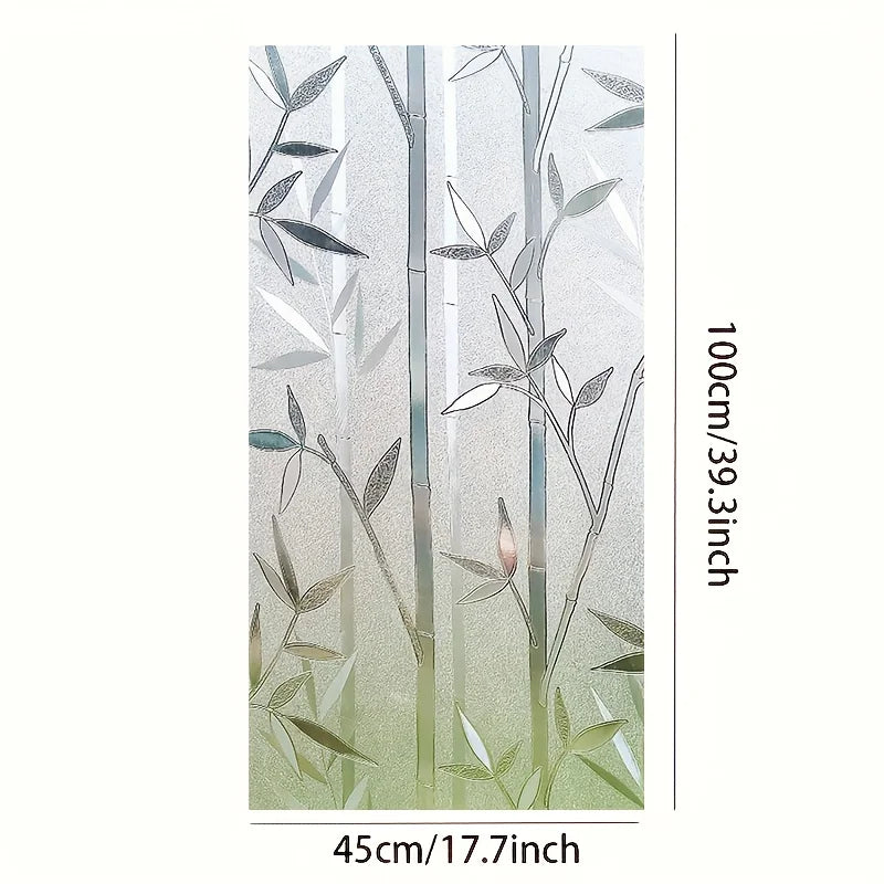 film fenêtre décoratif bambou feuilles transparent moderne adhésif isolation uv 45x100cm gravé givré