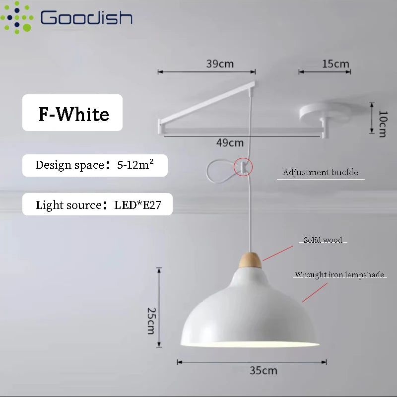 lampe suspendue moderne blanc noir flux lumineux led interrupteur bouton decoration chambre coucher