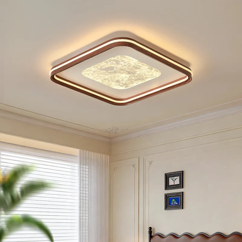 plafonnier led moderne blanc doré texture marbrée effet nuage brume surface interrupteur bouton remote