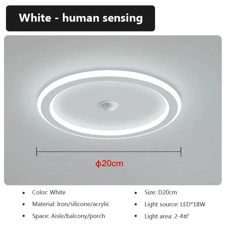 lampe moderne led sensor mouvement blanc noir minimaliste aluminium fer