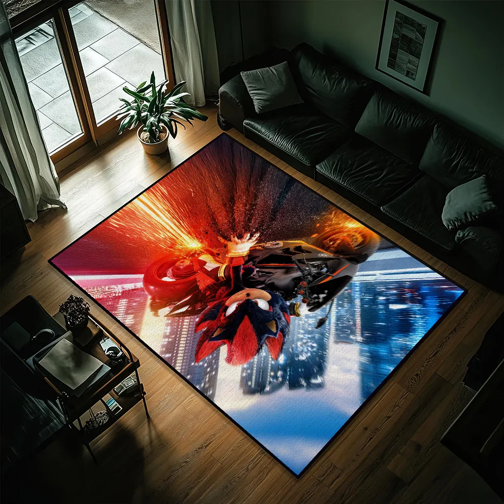 tapis animé personnages moto ville lumière effet moderne rouge noir bleu orange blanc