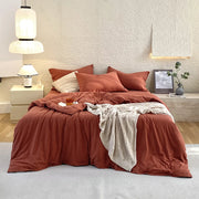 Housse de couette en coton percale lavage pierre turquoise - Ensemble 3 pièces pour lit