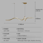 lampe suspendue moderne câble noir doré ondulé 120cm 140cm lumière froideversible