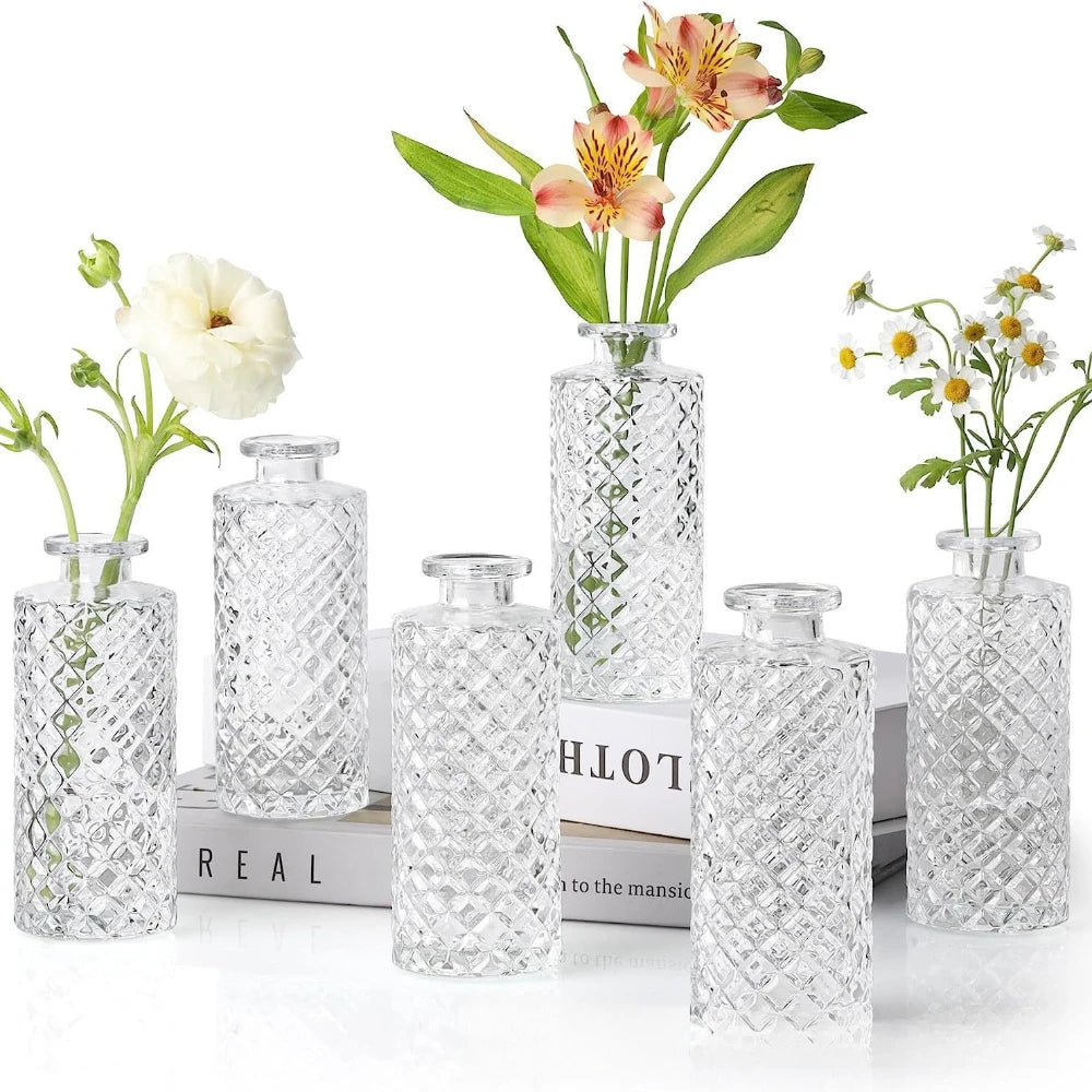 vases vintage verre marron vert transparent rétro diamant geometrique decoration table maison