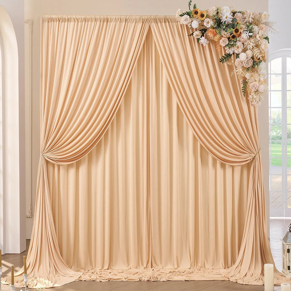 rideau polyester uni beige vert blanc moderne poignées extérieure opaque 5x8FT