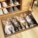 tapis dessin animé chatons marron blanc moderne résistant intérieur extérieur 60x90cm