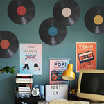 décorations murales disques vinyles imitation rainures rétro années 80 adhésif mur fixations disco musique