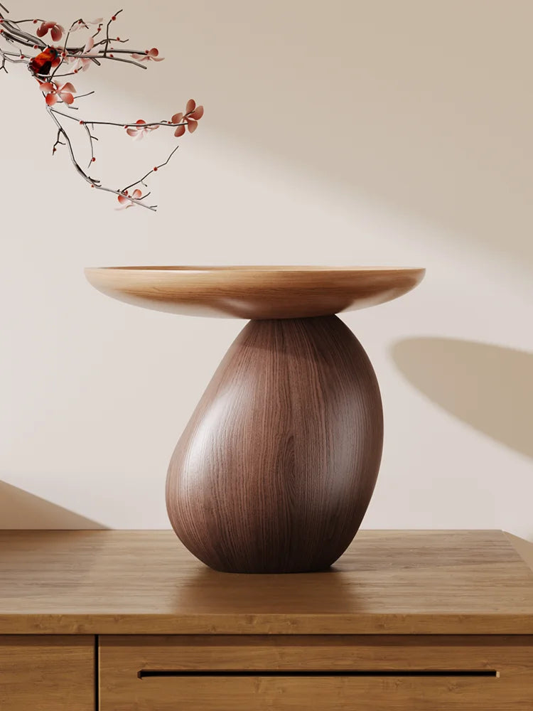 support décoration moderne plateau ovale marron clair foncé lisse opacité chambre salon présentoir rangement