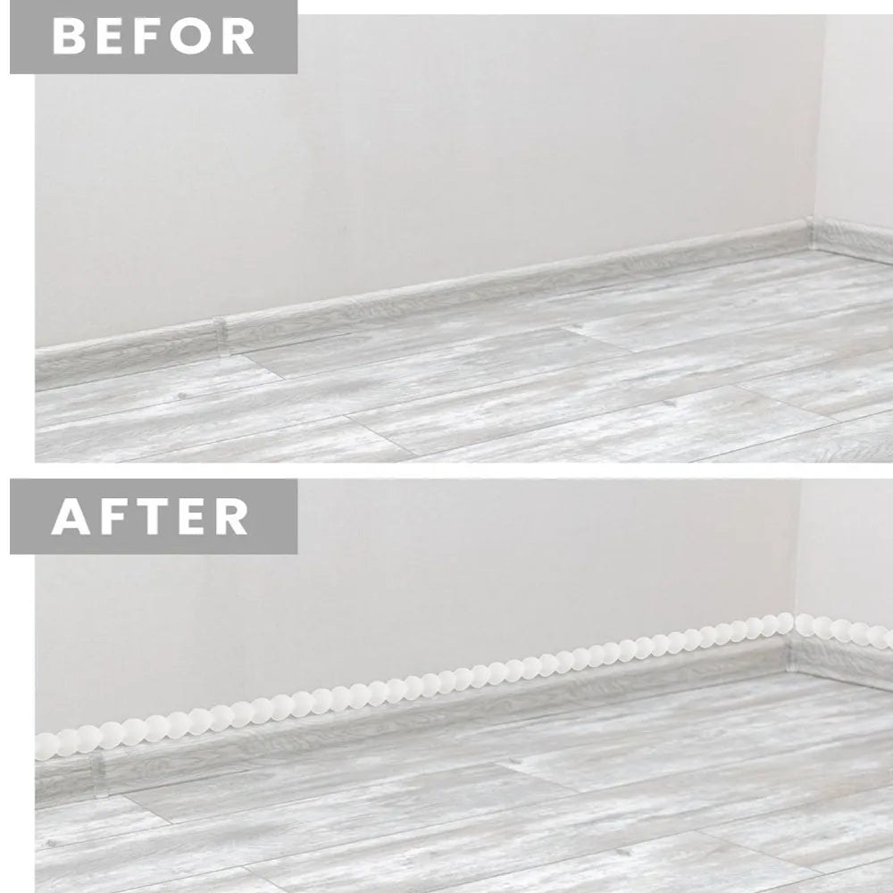 bande moulure murale flexible auto adhésive 3m blanc gris billes alignées décoration minimaliste