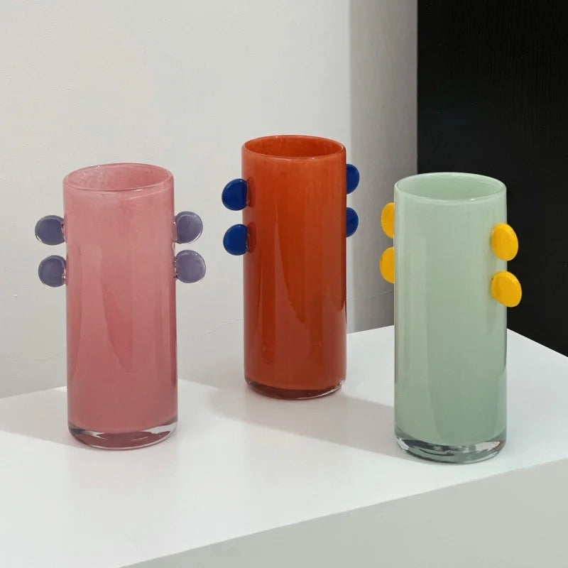 Vase moderne transparent vert clair rouge rose bleu ø17cm ø9.5cm 26cm