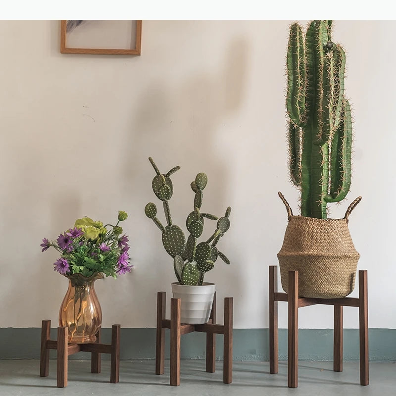 support plante bois marron clair texture naturelle minimalisteintérieur pot fleur réutilisable