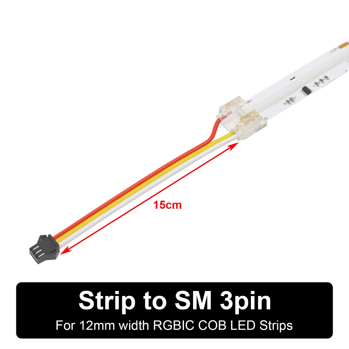 ruban led cob rgbic transparent moderne clips connecteurs 24v certifié rohs ul