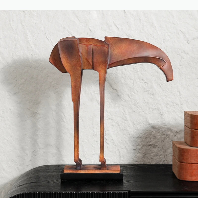 sculpture moderne cheval cuir marron décoration intérieure art abstrait animal compagnie ornement fixe sans