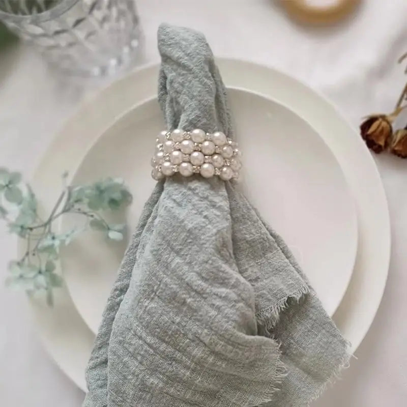 Ronds de serviette en perles fait main lot de 6