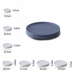 assiettes plates modernes plastique bleu marine gris blanc clips différentes tailles