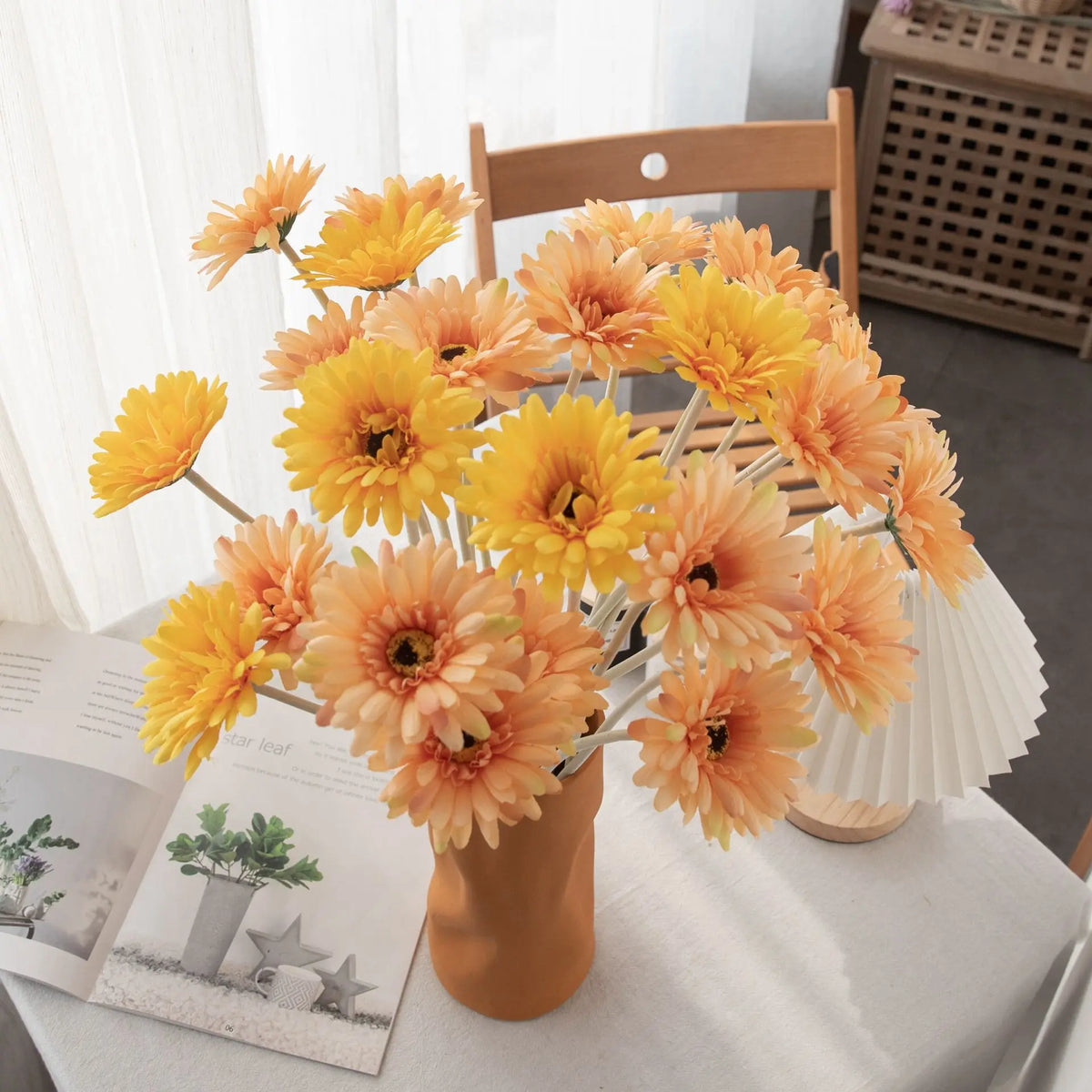 branche fleur artificielle gerbera bouquet décoration mariage maison jardin fleurs artificielles moderne vase