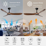 ventilateur moderne lames bois moteur dc vitesses télécommande led noir brunclair
