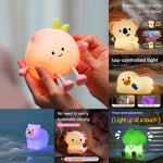 lampe nuit enfant rechargeable usb led souriante dessin animé rose clair joues rouges feuilles