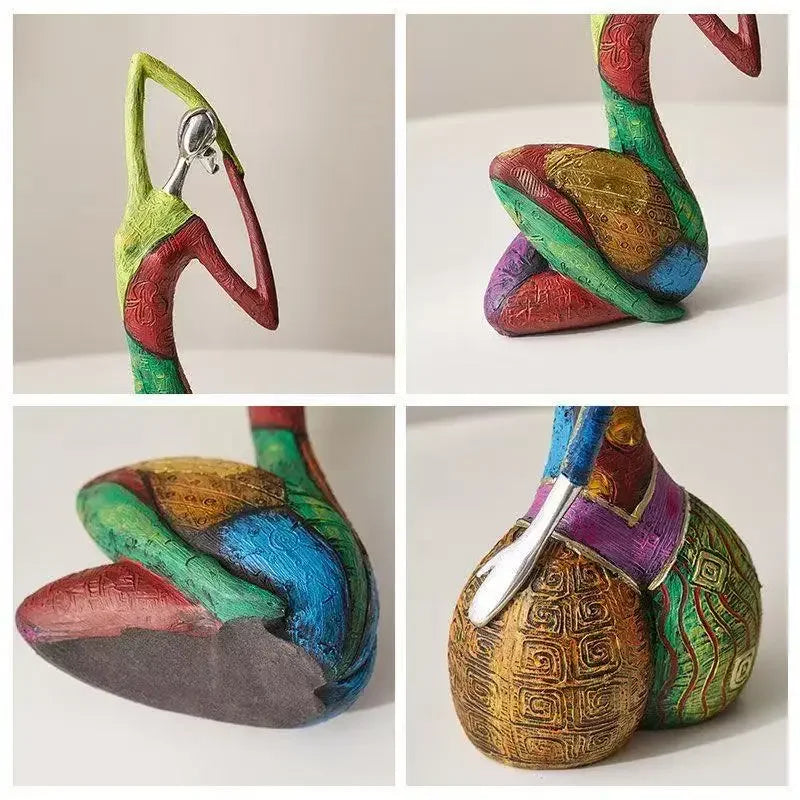 figurine décorative résine abstraite moderne rouge vert bleu Jaune Violet argenté geometrique 27cm hauteur