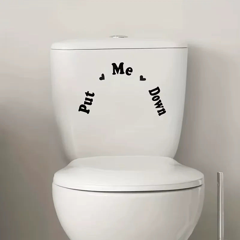 autocollant vinyle put me down siège toilette texte coeurs moderne adhésif salle bain décoration