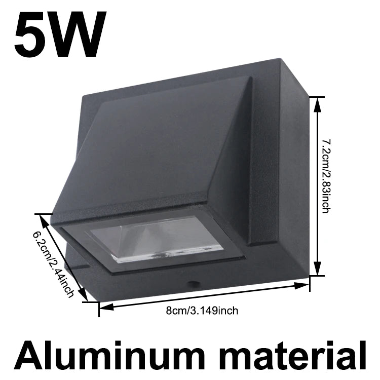 lampe murale led extérieure ip65 moderne noire 5w 3000k 4500k 6500k