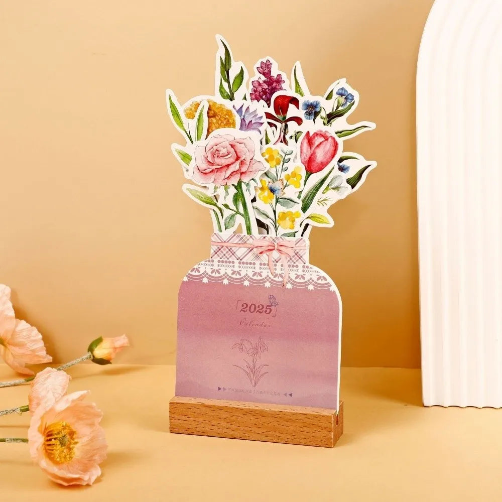 calendrier mural floral 2026 couleurs vives motifs traditionnels artistique support bois