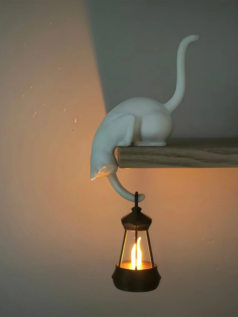 lampe suspendue chat moderne plastique noir blanche texture mat bougie