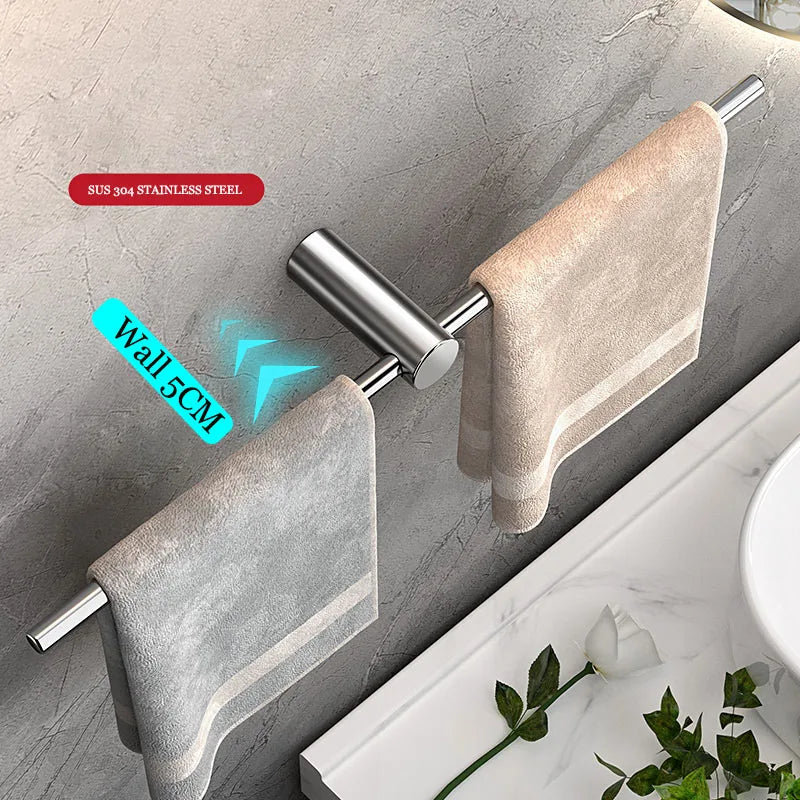 porte serviettes mural noir argenté moderne minimaliste lisse brillant vis fixations incluses
