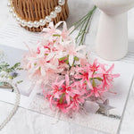 bouquet artificiel fleurs soie bleu blanc rouge jaune moderne minimaliste décoration intérieure mariage anniversaire