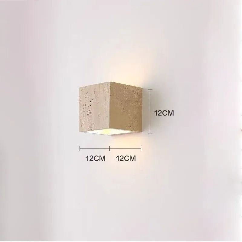 applique murale moderne pierre naturelle beige texture granulaire led entrée chambre étude