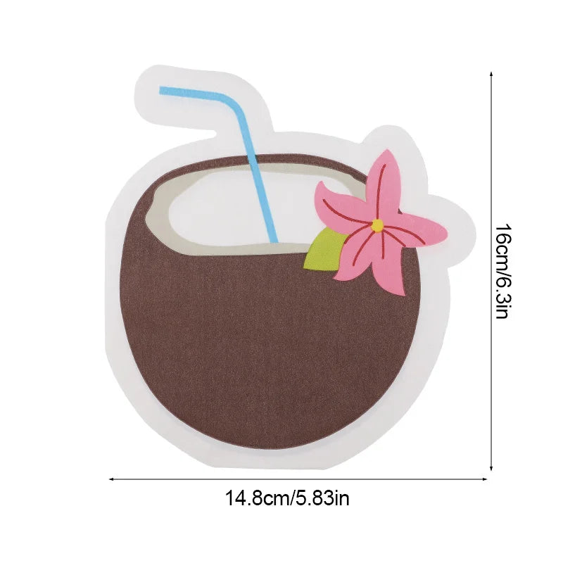 serviettes papier motif tropical festives anniversaire mariage fete cocotier fleurs glacées donuts