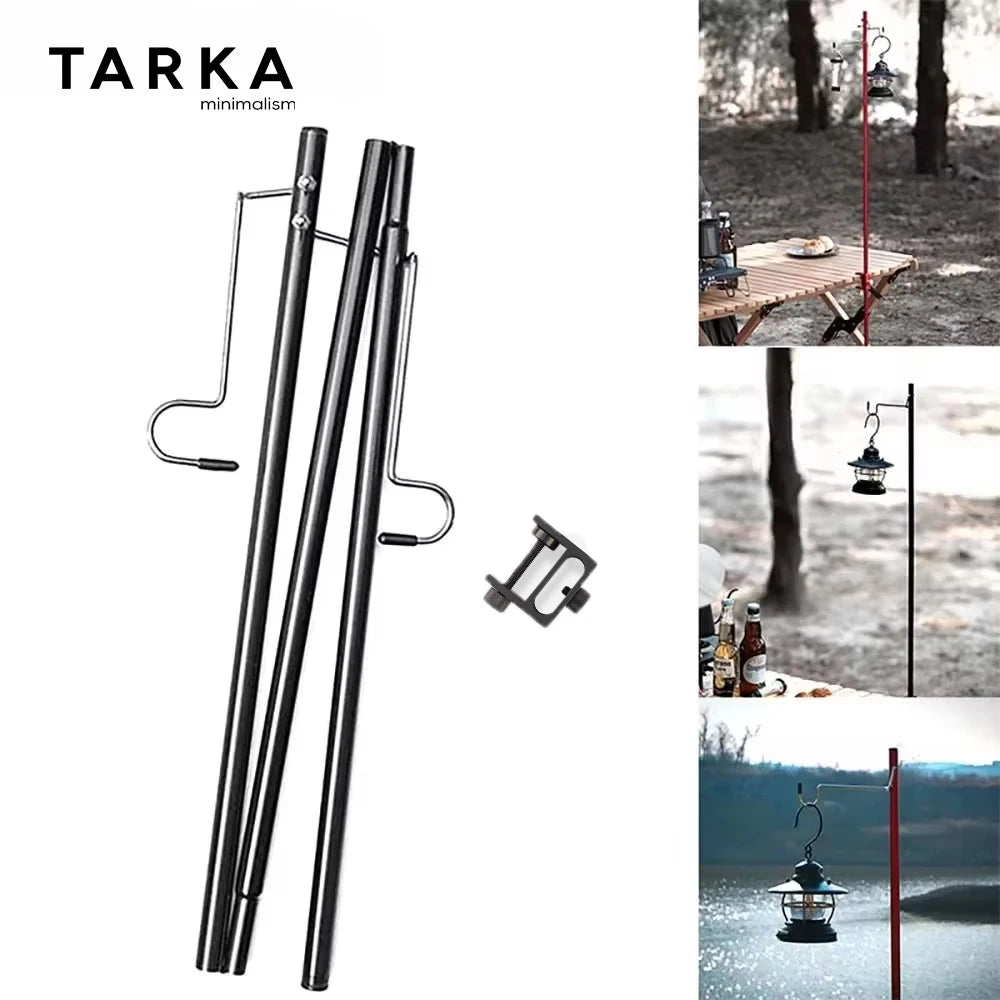 support lampe pliable clips corde élastique noir minimaliste camping table portable ultraléger aluminium