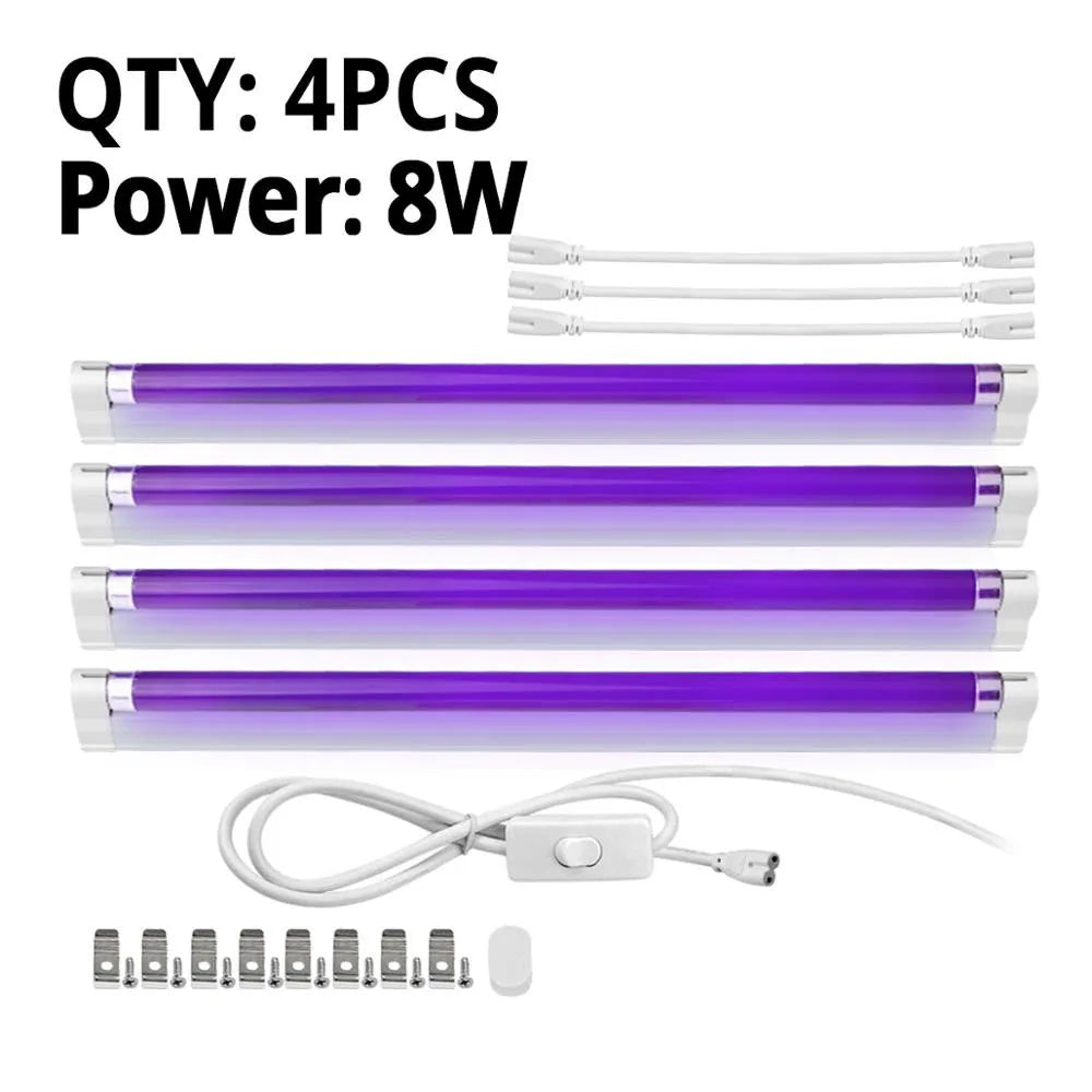 lampe uv led 8w blanc noir moderne interrupteur controle insectes fluorescence