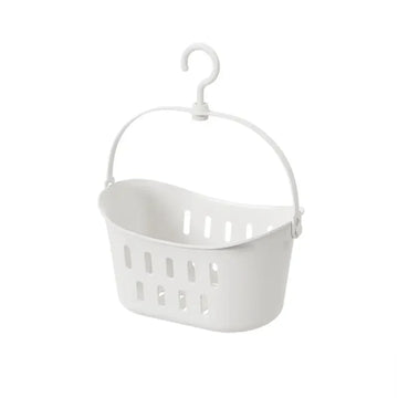 panier suspendu blanc perforations rectangulaires crochet utilitaire éponge gant toilette clips linge jouets enfants