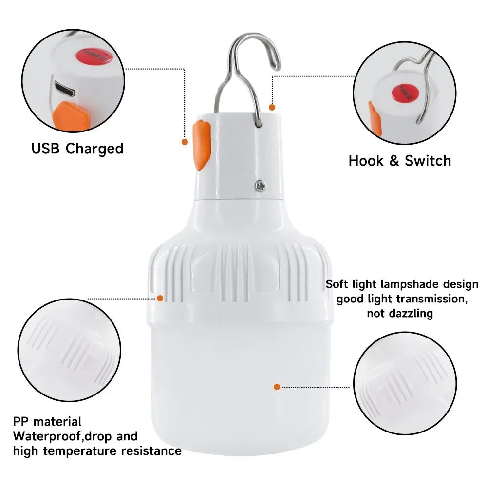 lampe led portable camping rechargeable ip55 360 degrés dimmable blanc froid