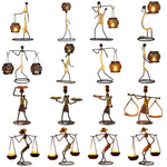 supports bougie métal artisanal figurines humaines couleurs vives mariage décoration intérieure moderne classique