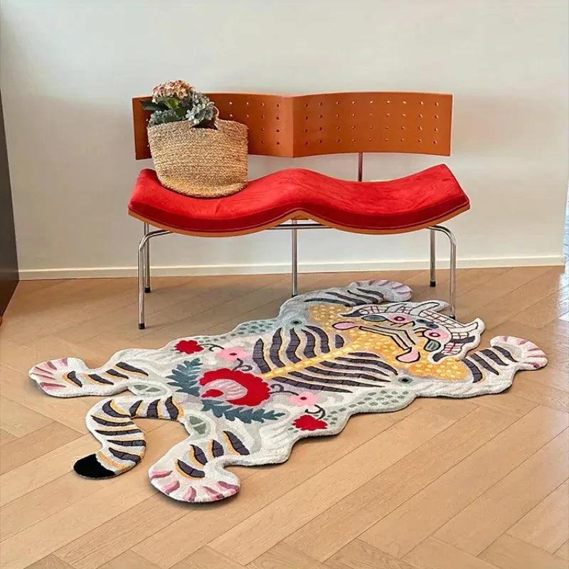tapis tigre moderne antidérapant polyester doux lavage machine couleur vives chambre coucher salon