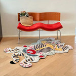 tapis tigre moderne antidérapant polyester doux lavage machine couleur vives chambre coucher salon