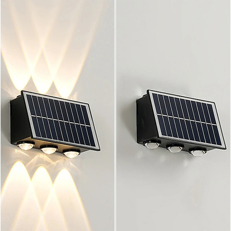 lampe murale solaire led rgb moderne panneau noir diffuseur blancextérieur résistante eau facile