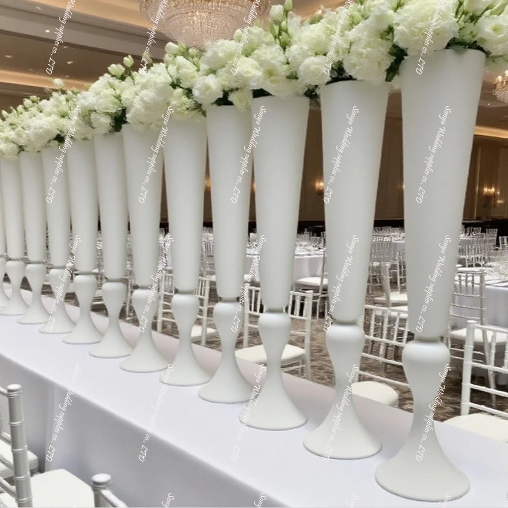 support fleurs métal blanc vase moderne décoration mariage table cérémonie arche fleurale blanc