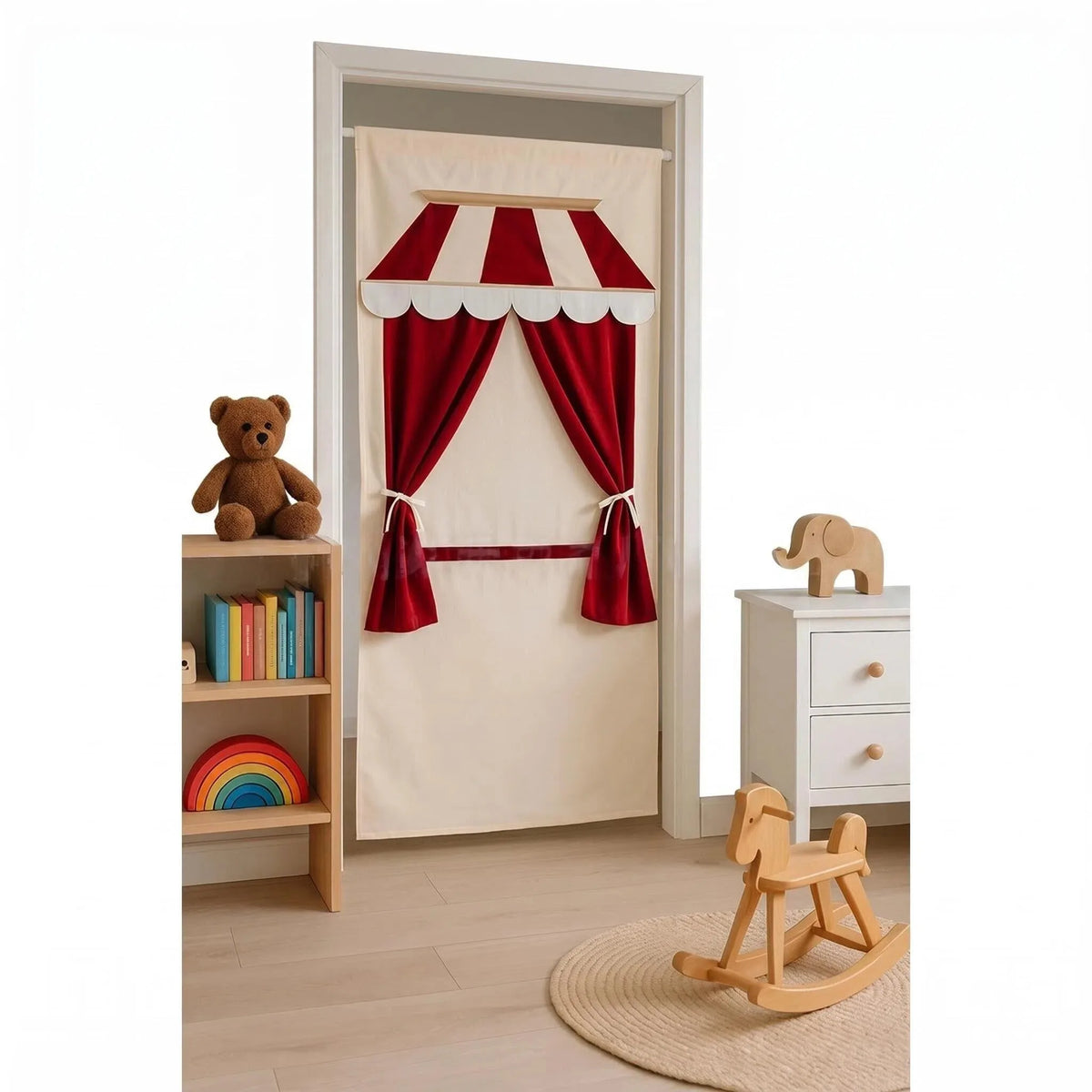 rideau théâtre marionnettes enfant cirque château arbres frozen étoiles velours décoratif diy