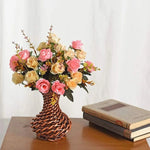décoration maison bouquet fleurs artificielles rouge crème bleu vert extérieur champêtre