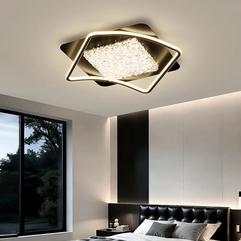 plafonnier moderne blanc doré cristaux effet glace craquelée éclairage led facile haute qualité