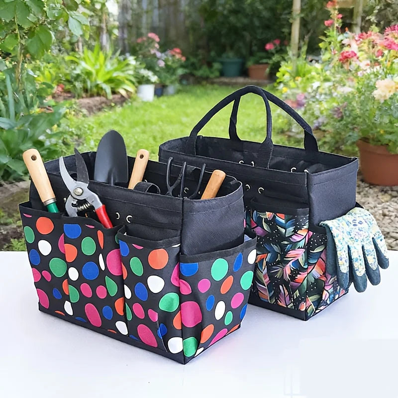 sac polyestertoi multicompartiments motifscolorés poisfloral noirvert blanc rangementjardinage fournituresoffice portablepratique