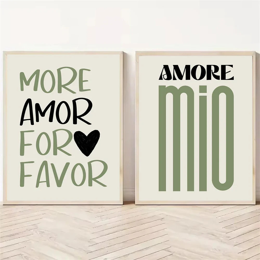 affiche moderne citation amour verte décoration murale toile sans cadre print abstract